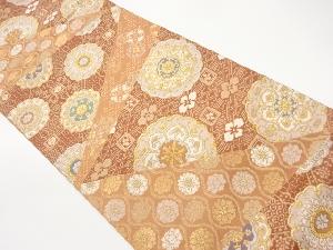 切り嵌め風華紋に古典柄模様織出し袋帯